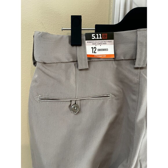 5.11 Women’s sz 12 Uniform Pants Flex-Tac Straight Fit Tan UNHEMMED Wool Bld NEW - Picture 10 of 15